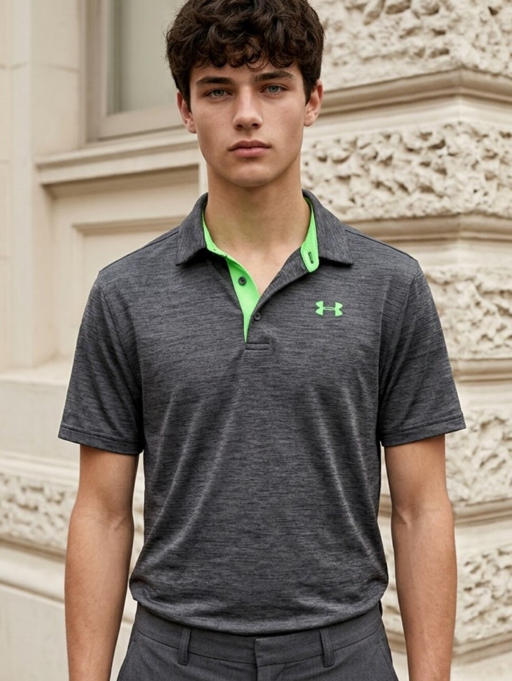 Under Armour HeatGear Polo YXL 18 20 Gray Golf School Performance Shirt Loose